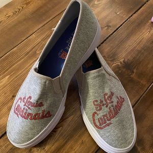 STL Cardinals Keds slip on shoes.
